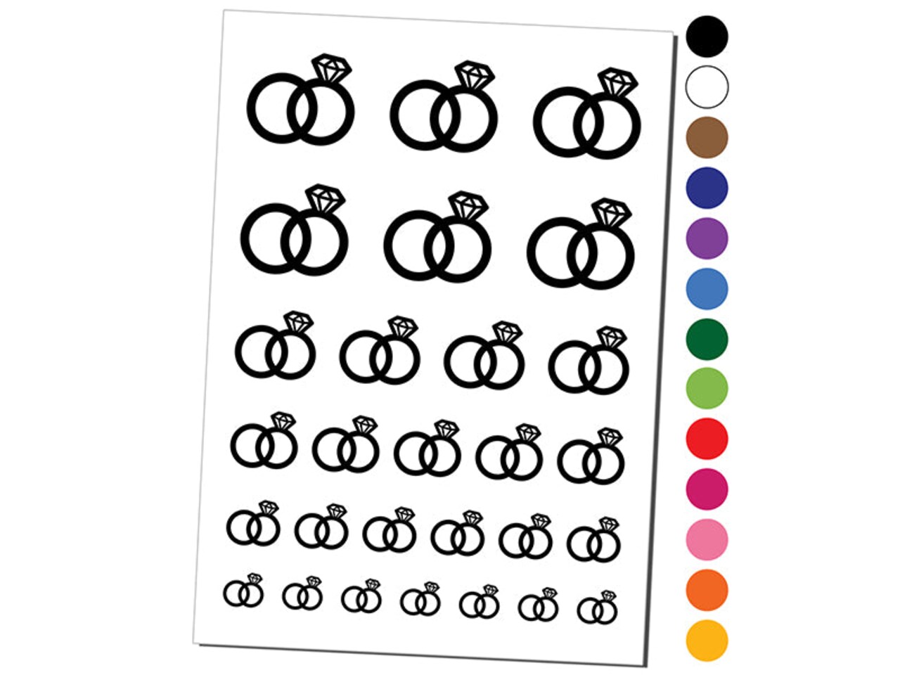 Wedding Rings with Diamond Overlapping Temporary Tattoo Water Resistant Fake Body Art Set Collection